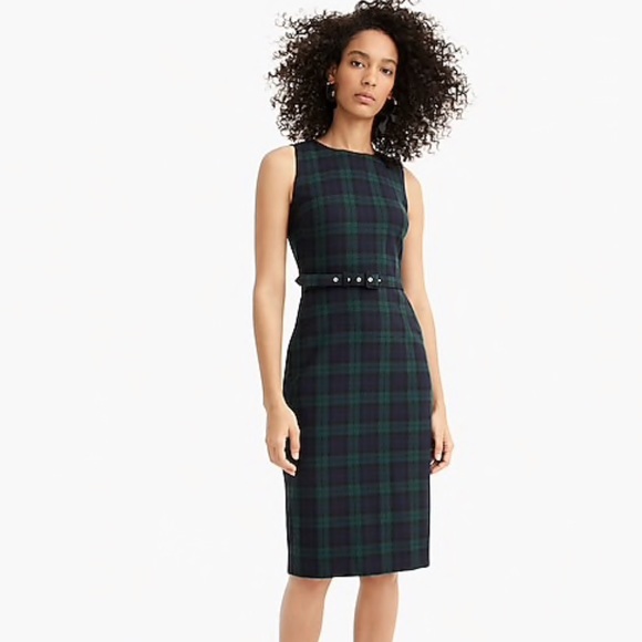 J. Crew Dresses & Skirts - J Crew Belted Blackwatch Plaid Sheath Dress NEW